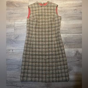 Pendleton Checkered Midi Dress - Black, Brown, Cream, Red Accents